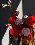 Interior Arrangement “Pumpkin Club” — roses, ranunculus, amaranth