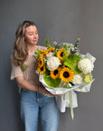 Bouquet “Daylight Garden” — peonies, sunflowers, anthuriums