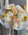 Bouquet "Lemon sorbet" - garden roses, lisianthus, hydrangeas