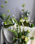 Interior Arrangements Set “Vibrant Core” — calla lilies, viburnum, rose veggie, assorted vegetables