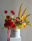 Flower Box “Object of Desire” — ranunculus, rose, anthurium, hydrangea, gerberas, decorative apple