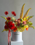 Flower Box “Sweet beginnings” — ranunculus, rose, anthurium, hydrangea, gerberas, decorative apple
