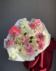 Bouquet “Vanilla Taste” — anthurium, roses, ranunculus, hydrangea