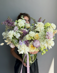 Floral arrangement in a vase ‘Garden Mix’ - lilacs, roses