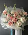 Bouquet “Marshmallow Clouds” - garden roses, delphinium, hydrangeas