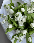 Duo bouquet “White Duet” - white tulips, white stock