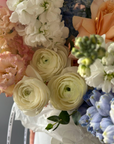 Flower box "Lady Whistledown" - roses, delphiniums, ranunculuses