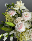 Interior Arrangement “Bouquet romantique” - ranunculuses, delphiniums, lilies (ONLY MIAMI)