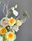 Vase Arrangement “Soft Jungle” — roses, veggie roses, lisianthus, anthurium