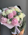 Bouquet “Love by Hydra” - mixed of Holland pink and white hydrangeas