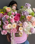 Flower Box “For Her, With Love” — roses, hydrangea, peonies, ranunculus, viburnum