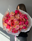 Bouquet “Garden roses & peonies” - Julietta & Pink Expression garden roses, Coral Charm peonies