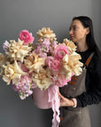 Flower Box “Strawberries and Cream” — roses, ranunculus, hydrangea