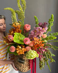 Flower Basket “Wild Eden” — ranunculus, anthurium, hydrangea, orchids, eremurus, moluccella