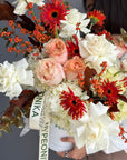 Flower Box “October Love” — gerbera, roses, hydrangea