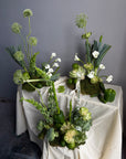 Interior Arrangements Set “Vibrant Core” — calla lilies, viburnum, rose veggie, assorted vegetables