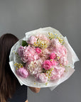Bouquet "Warm Memories" - ranunculuses, peonies, chamomiles, hydrangeas