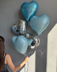 BALLOONS "BLUE & SILVER HEARTS"