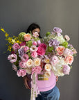 Flower Box “For Her, With Love” — roses, hydrangea, peonies, ranunculus, viburnum