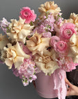 Flower Box “Strawberries and Cream” — roses, ranunculus, hydrangea