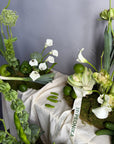 Interior Arrangements Set “Vibrant Core” — calla lilies, viburnum, rose veggie, assorted vegetables