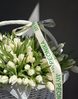 Flower Basket “If You Know, You Know” — 200 white tulips