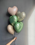 BALLOONS "BEIGE & GREEN HEARTS"