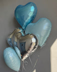 BALLOONS "BLUE & SILVER HEARTS"