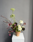Interior Arrangement “Autumn Archive” — viburnum, roses, hydrangea