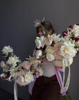 Interior Arrangement “Soft Pumpkin(s)” — roses, ranunculus, hydrangea