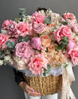 Flower basket “She dreams about it" - roses, peonies , hydrangeas