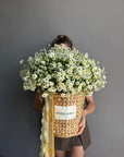 Basket with Daisies & Pearls