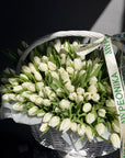 Flower Basket “If You Know, You Know” — 200 white tulips