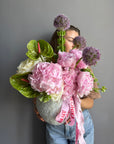 Interior Arrangement “ArtHaus” – hydrangea, allium, peonies, anturium (vase included)