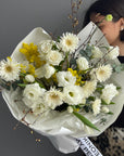 Bouquet “First Bloom” - gerberas, tulips, mimosas