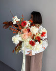 Flower Box “October Love” — gerbera, roses, hydrangea