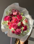 Bouquet "Berry Bliss" - Peony roses, garden roses, stock