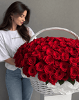 Red Rose Handled Basket