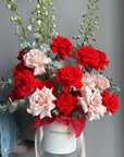 Flower Box “Kiss & Tell” - roses, delphiniums