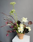Interior Arrangement “Autumn Archive” — viburnum, roses, hydrangea