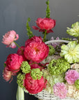 Flower Basket “Peak Summer” — peonies, veggie roses, viburnum, hydrangeas