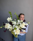 Interior Arrangement “Avant Garde” - calla, roses, lisianthus(ONLY MIAMI)