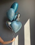 BALLOONS "BLUE & SILVER HEARTS"