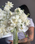 Flower Box “Tender White” — hydrangeas, peonies, ranunculus, lisi, white stock