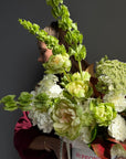Flower Box “Urban Jungle Chic” — rose veggie, hydrangea, anthurium