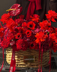 Flower Basket “Body Language” — anemones, roses, anthurium, hydrangea