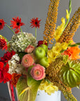 Flower Box “Object of Desire” — ranunculus, rose, anthurium, hydrangea, gerberas, decorative apple