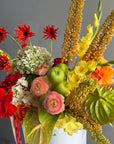 Flower Box “Sweet beginnings” — ranunculus, rose, anthurium, hydrangea, gerberas, decorative apple