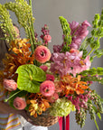 Flower Basket “Wild Eden” — ranunculus, anthurium, hydrangea, orchids, eremurus, moluccella
