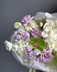 Bouquet “Velvet Bloom” — roses, delphinium, lisianthus